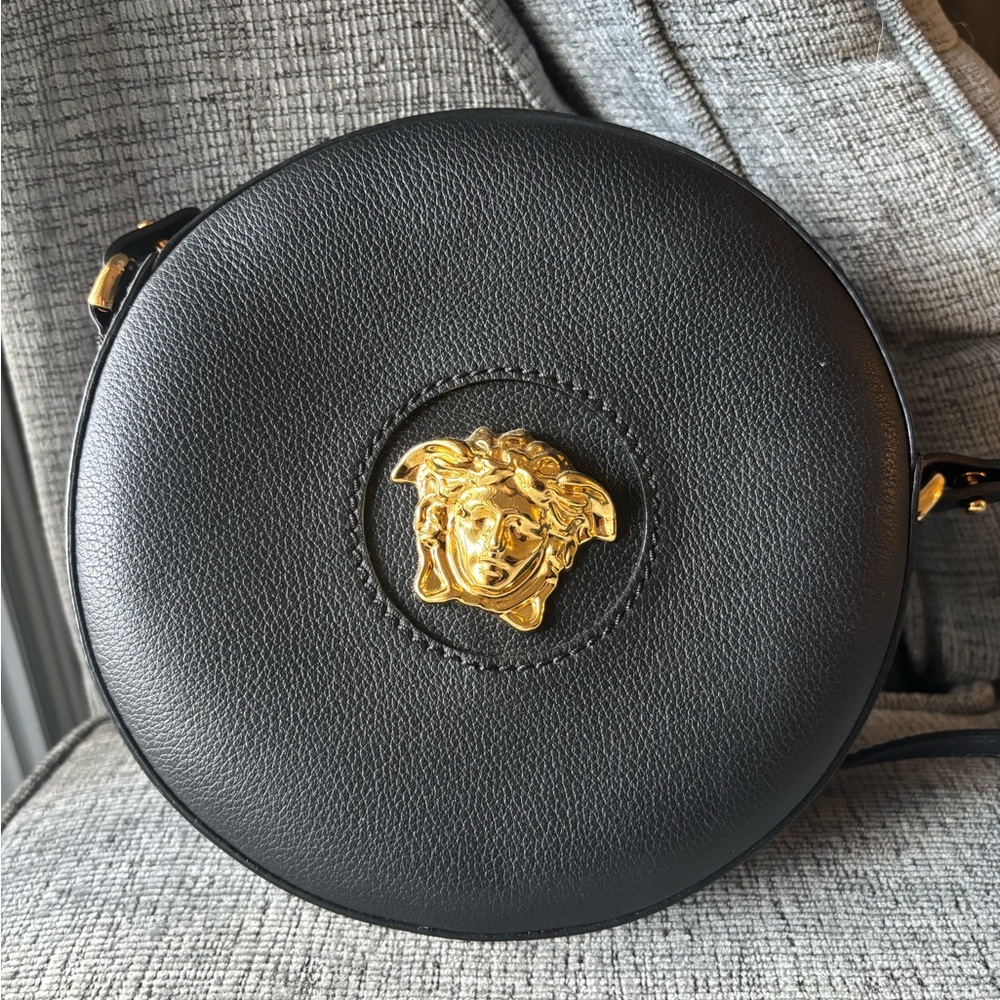 Versace Circular Black Crossbody Bag with Gold Medusa - Picture 5 of 7